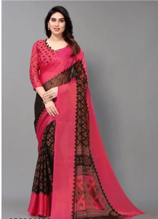     			SHIRODHARI Brasso Printed Ilkal Saree With Unstitched Blouse Piece ( Pink )
