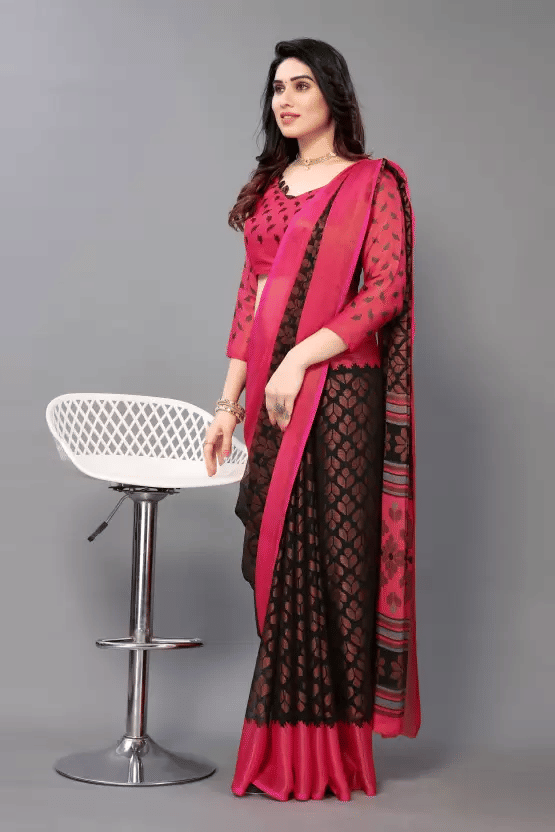 SHIRODHARI Brasso Printed Ilkal Saree With Unstitched Blouse Piece ( Pink ) SHIRODHARI Brasso Printed Ilkal Saree With Unstitched Blouse Piece ( Pink )