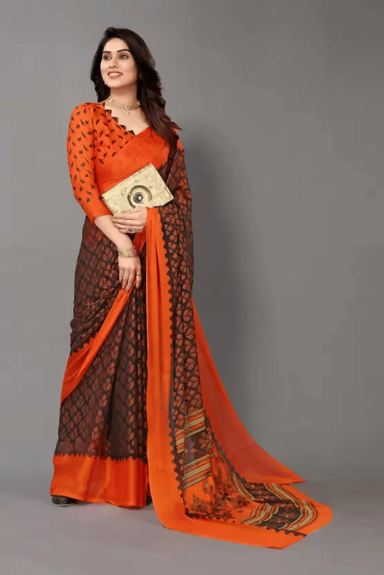 SHIRODHARI Brasso Printed Ilkal Saree With Unstitched Blouse Piece ( Yellow )     			SHIRODHARI Brasso Printed Ilkal Saree With Unstitched Blouse Piece ( Yellow )
