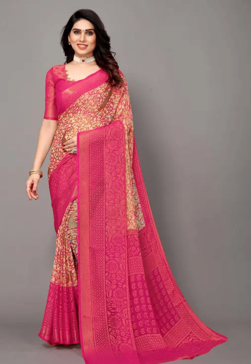     			SHIRODHARI Brasso Printed Ilkal Saree With Unstitched Blouse Piece ( Pink )