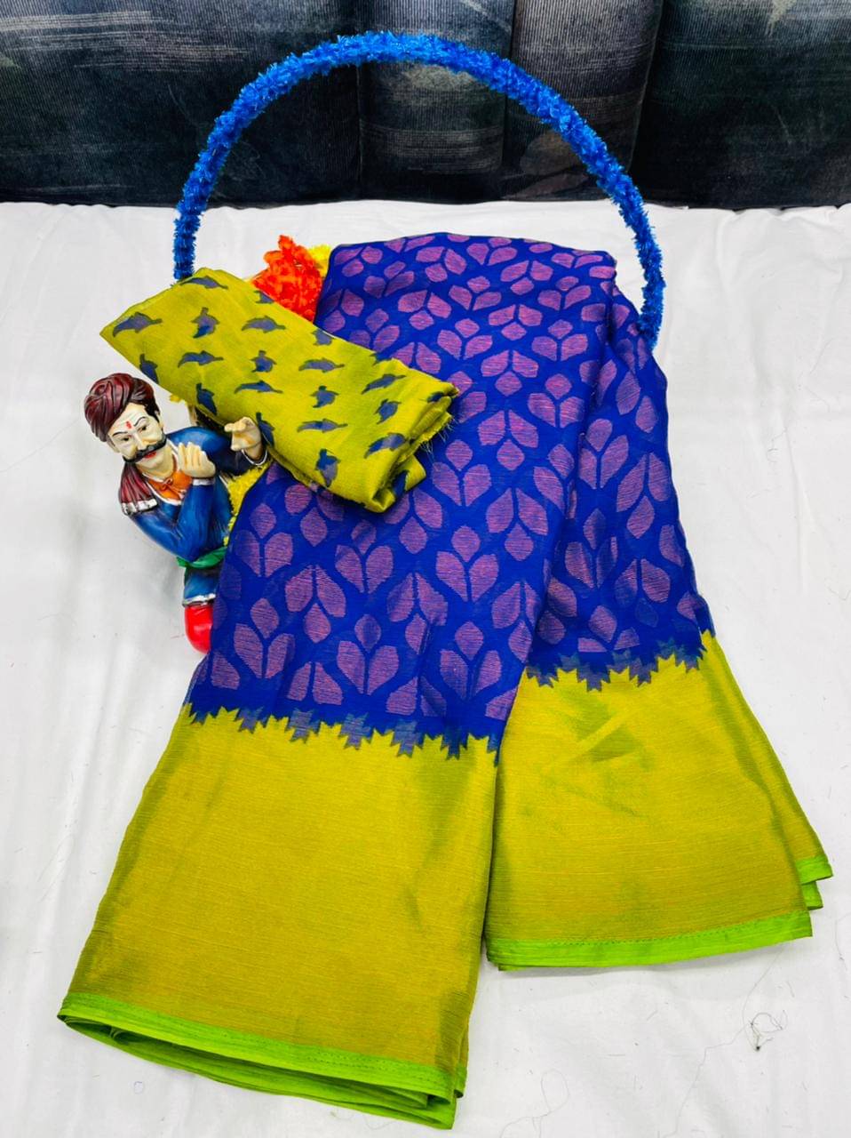 SHIRODHARI Brasso Printed Ilkal Saree With Unstitched Blouse Piece ( Blue ) SHIRODHARI Brasso Printed Ilkal Saree With Unstitched Blouse Piece ( Blue )
