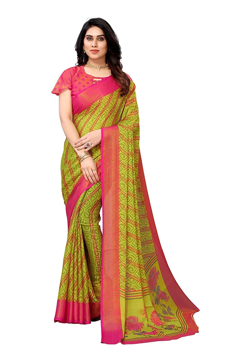 SHIRODHARI Brasso Printed Ilkal Saree With Unstitched Blouse Piece ( Navy Blue ) SHIRODHARI Brasso Printed Ilkal Saree With Unstitched Blouse Piece ( Navy Blue )