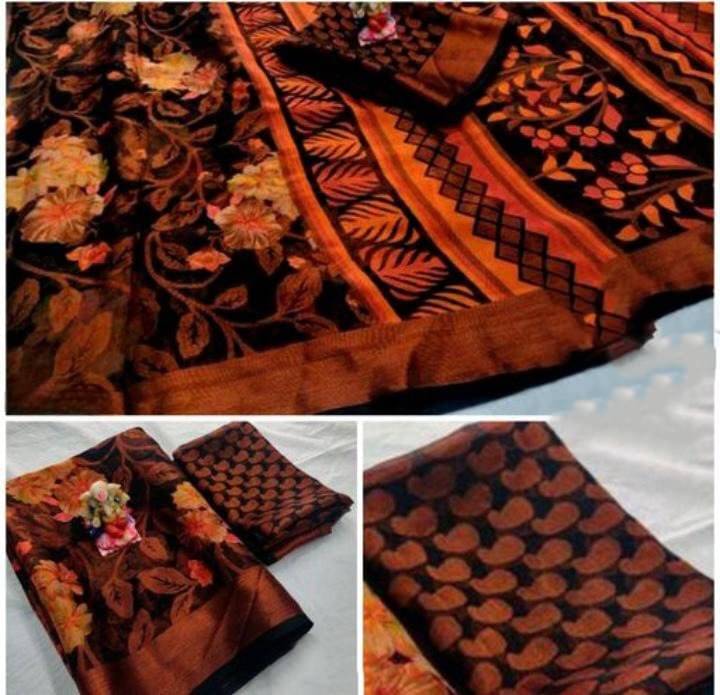 SHIRODHARI Brasso Printed Ilkal Saree With Unstitched Blouse Piece ( Black ) SHIRODHARI Brasso Printed Ilkal Saree With Unstitched Blouse Piece ( Black )