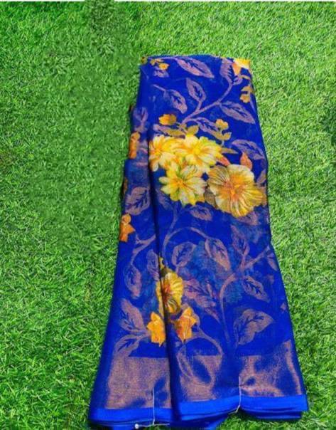    			SHIRODHARI Brasso Printed Ilkal Saree With Unstitched Blouse Piece ( Blue )