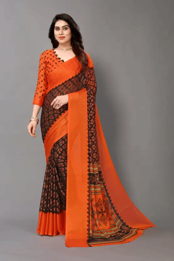     			SHIRODHARI Brasso Printed Ilkal Saree With Unstitched Blouse Piece ( Yellow )