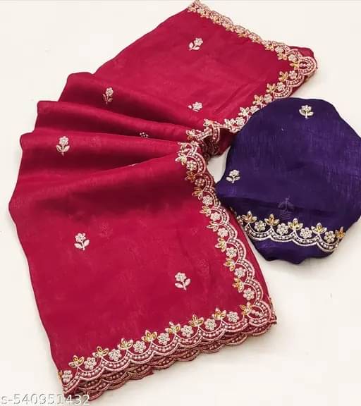SHIRODHARI Chanderi Embellished Ilkal Saree With Unstitched Blouse Piece ( Pink ) SHIRODHARI Chanderi Embellished Ilkal Saree With Unstitched Blouse Piece ( Pink )