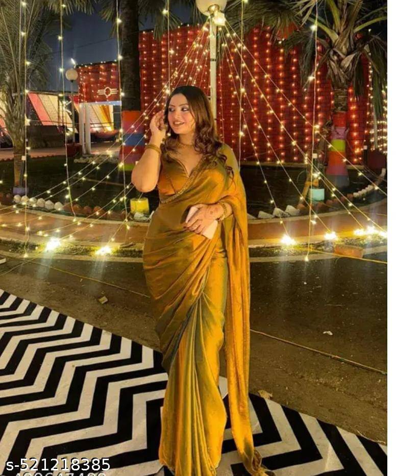 SHIRODHARI Chiffon Embellished Ilkal Saree With Unstitched Blouse Piece ( Gold ) SHIRODHARI Chiffon Embellished Ilkal Saree With Unstitched Blouse Piece ( Gold )