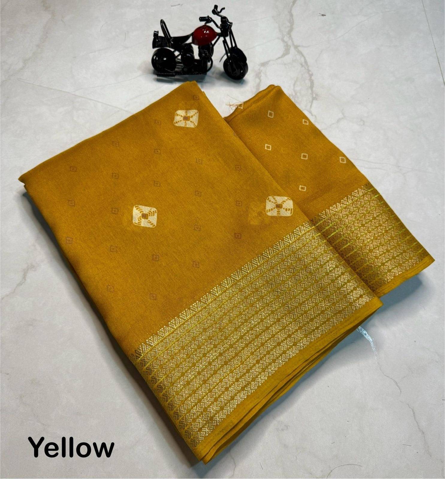     			SHIRODHARI Cotton Silk Printed Ilkal Saree With Unstitched Blouse Piece ( Yellow )
