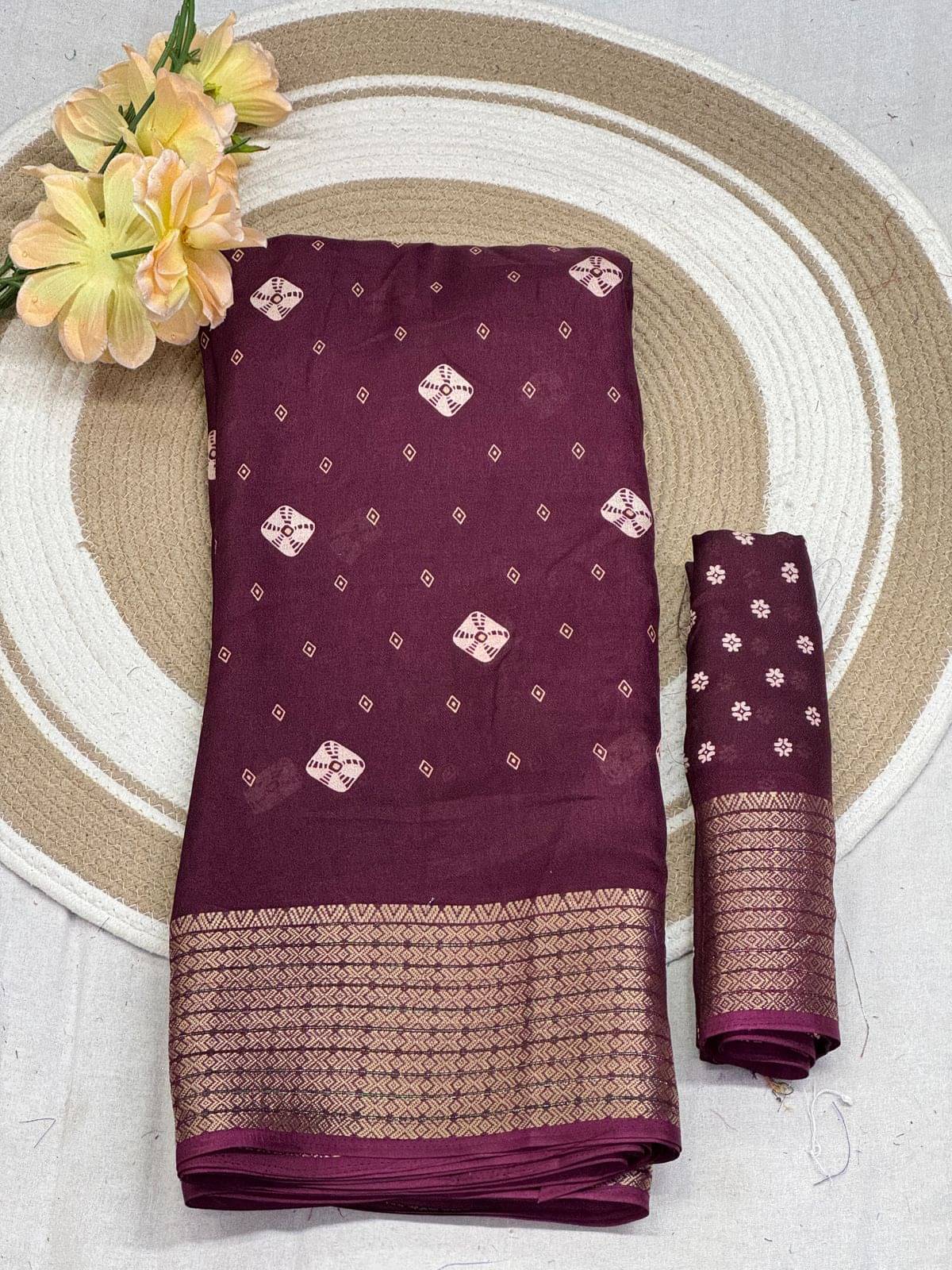 SHIRODHARI Cotton Silk Printed Ilkal Saree With Unstitched Blouse Piece ( Purple )     			SHIRODHARI Cotton Silk Printed Ilkal Saree With Unstitched Blouse Piece ( Purple )