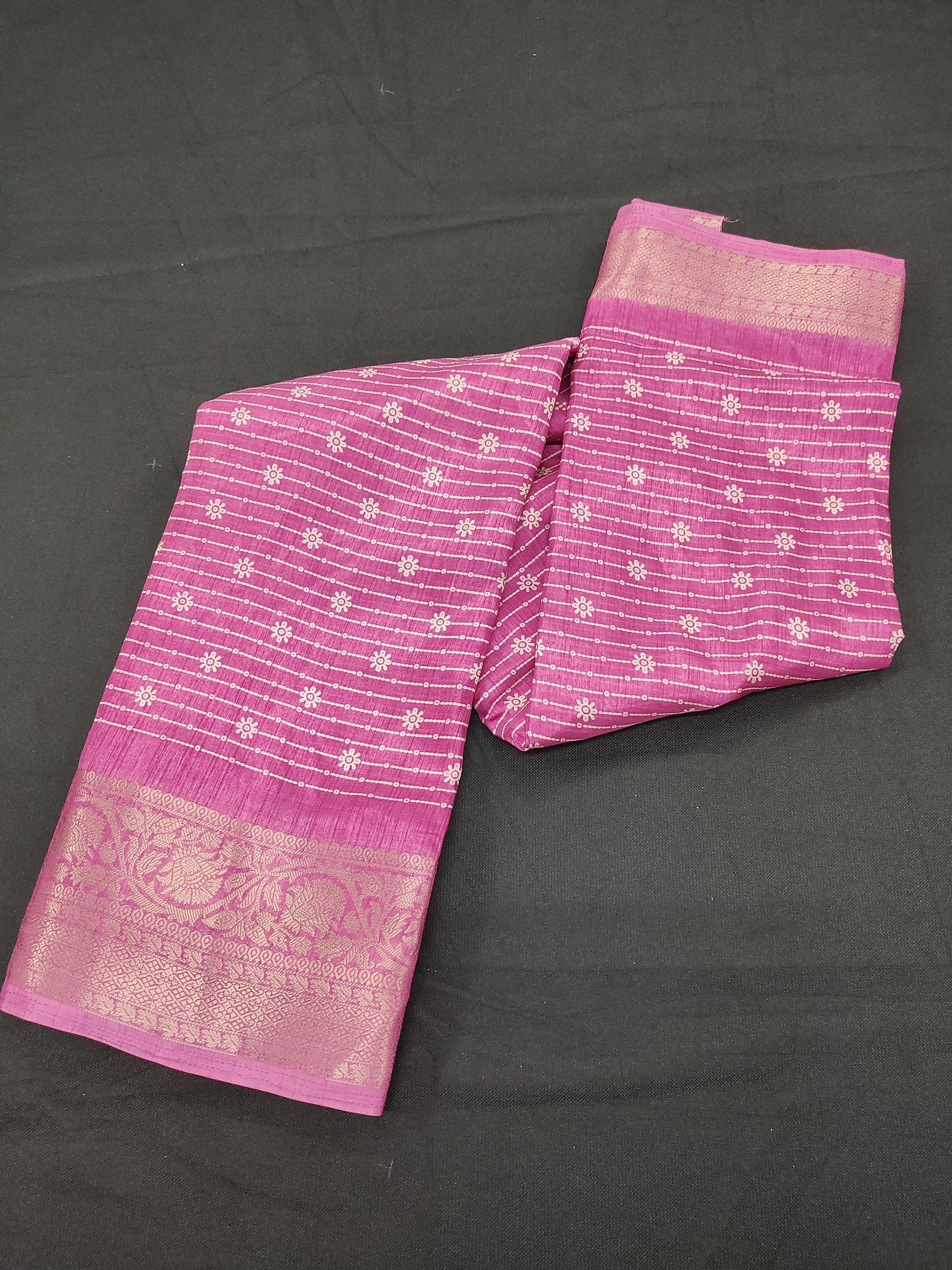     			SHIRODHARI Silk Blend Printed Ilkal Saree With Unstitched Blouse Piece ( Pink )