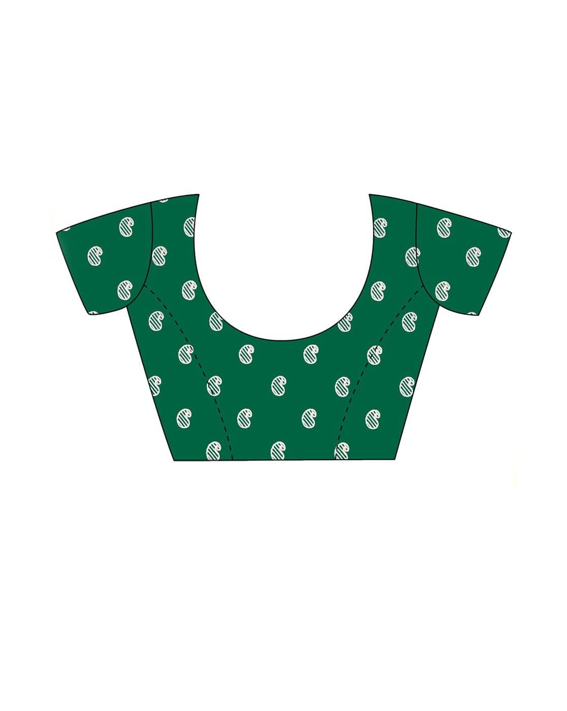 SHIRODHARI Silk Blend Printed Ilkal Saree With Unstitched Blouse Piece ( Green ) SHIRODHARI Silk Blend Printed Ilkal Saree With Unstitched Blouse Piece ( Green )