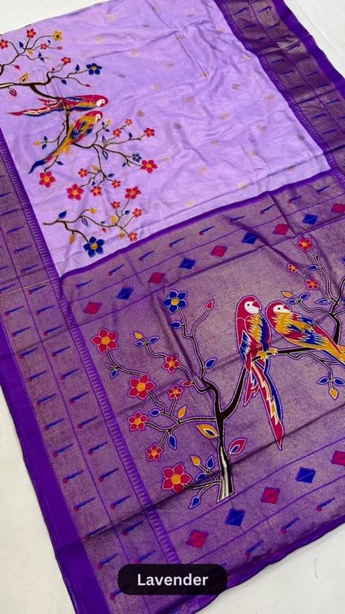 SHIRODHARI Silk Blend Printed Ilkal Saree With Unstitched Blouse Piece ( Purple ) SHIRODHARI Silk Blend Printed Ilkal Saree With Unstitched Blouse Piece ( Purple )