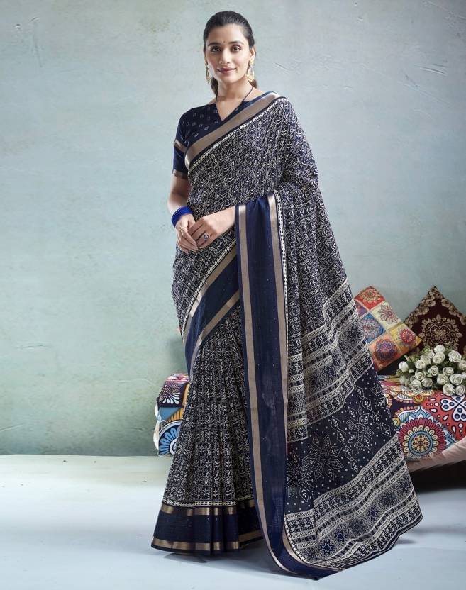     			SHIRODHARI Silk Blend Printed Ilkal Saree With Unstitched Blouse Piece ( Pink )