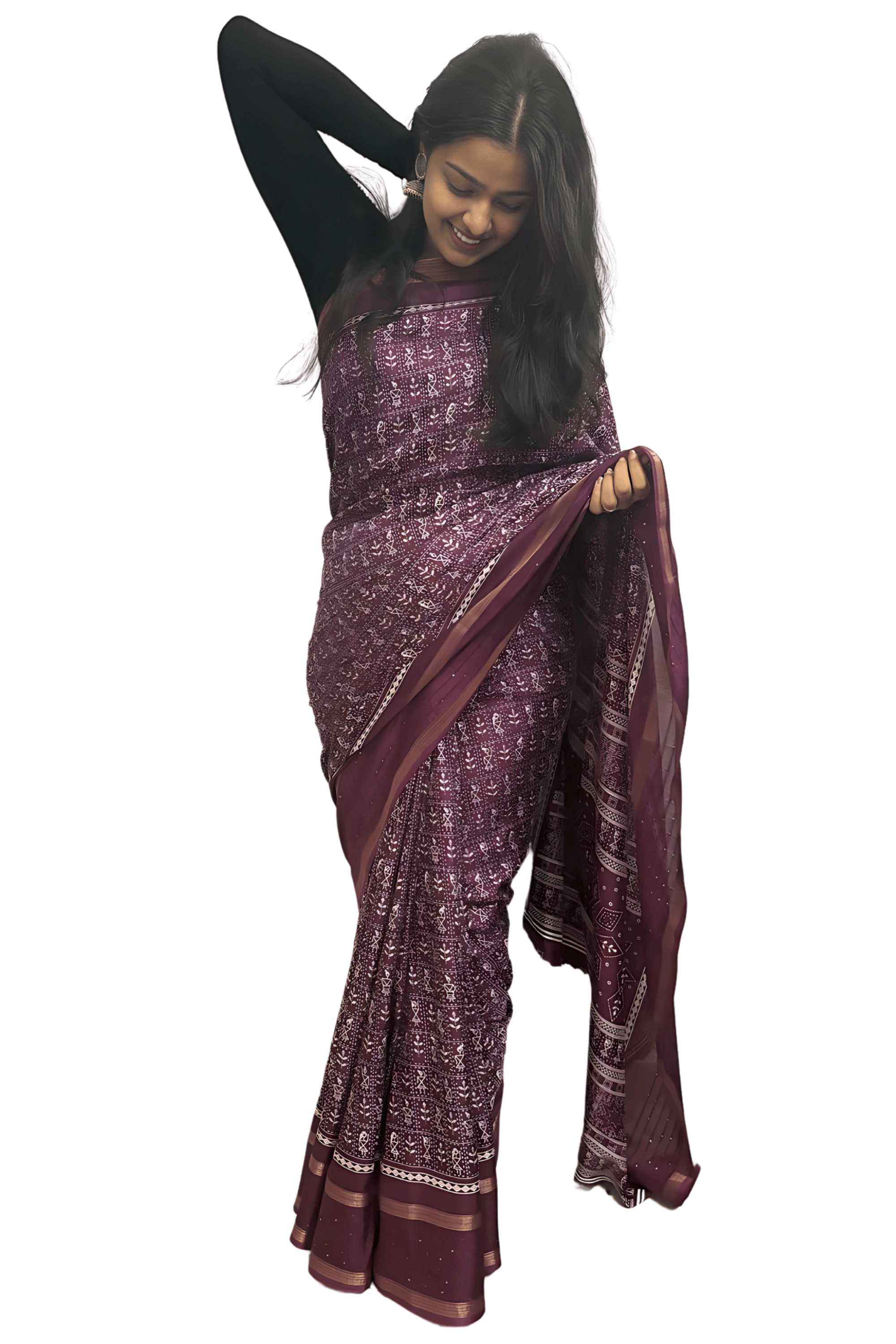     			SHIRODHARI Silk Blend Printed Ilkal Saree With Unstitched Blouse Piece ( Purple )