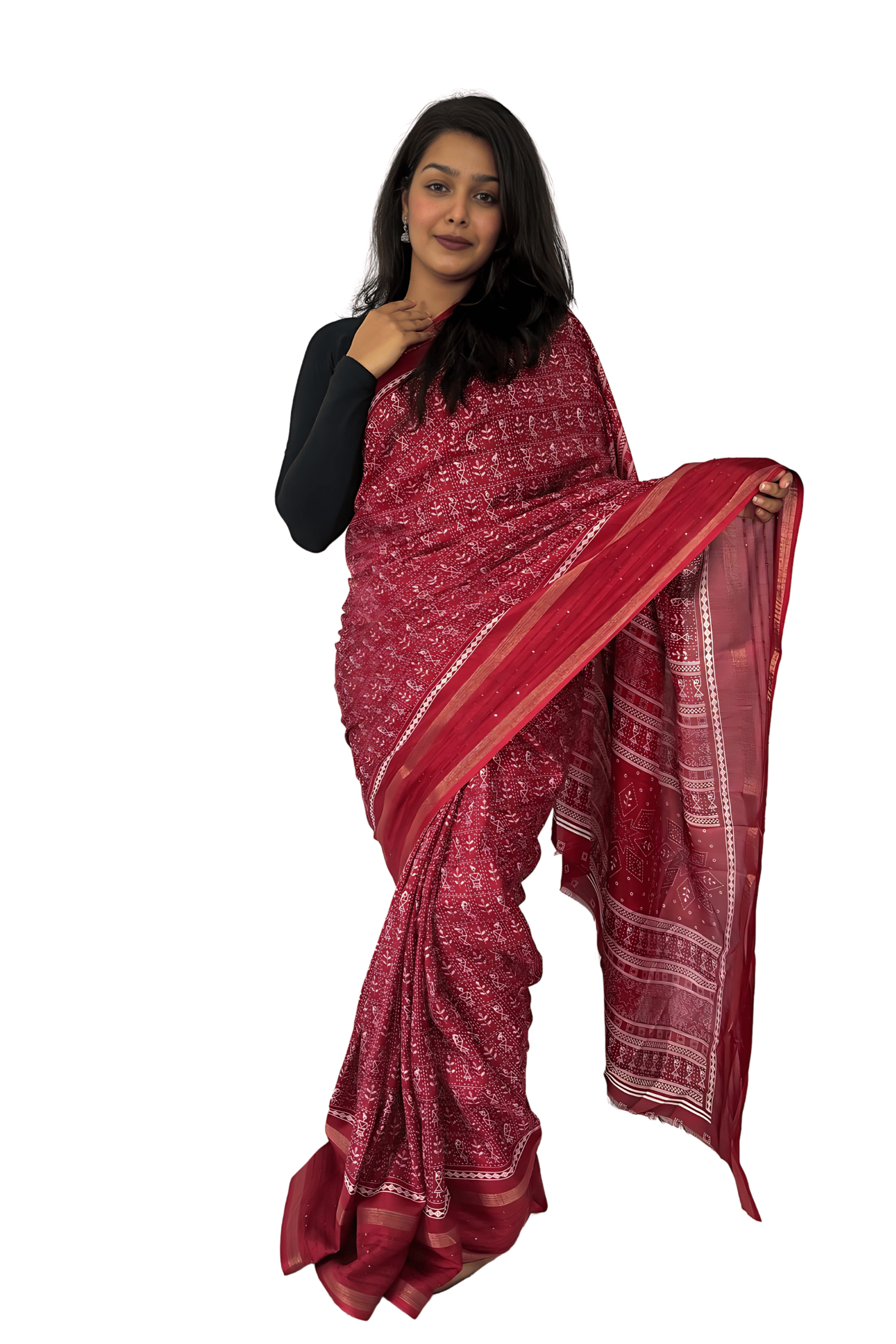 SHIRODHARI Silk Blend Printed Ilkal Saree With Unstitched Blouse Piece ( Maroon ) SHIRODHARI Silk Blend Printed Ilkal Saree With Unstitched Blouse Piece ( Maroon )