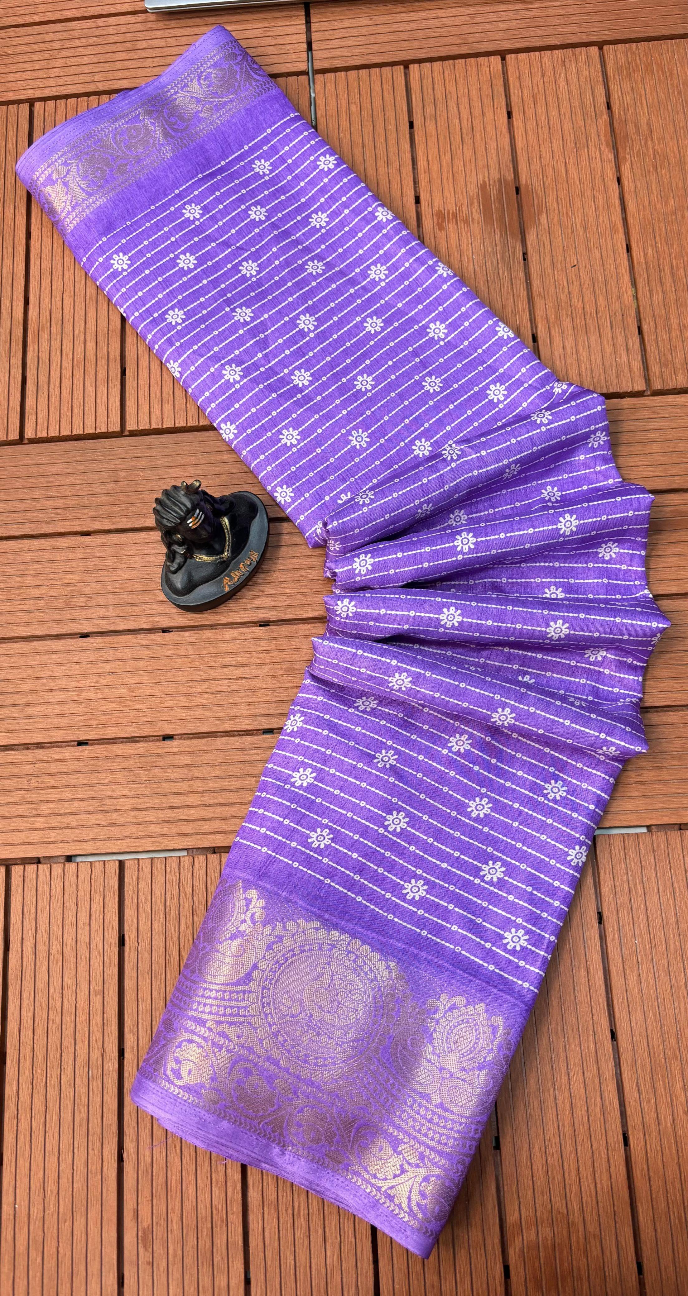 SHIRODHARI Silk Blend Printed Ilkal Saree With Unstitched Blouse Piece ( Purple ) SHIRODHARI Silk Blend Printed Ilkal Saree With Unstitched Blouse Piece ( Purple )