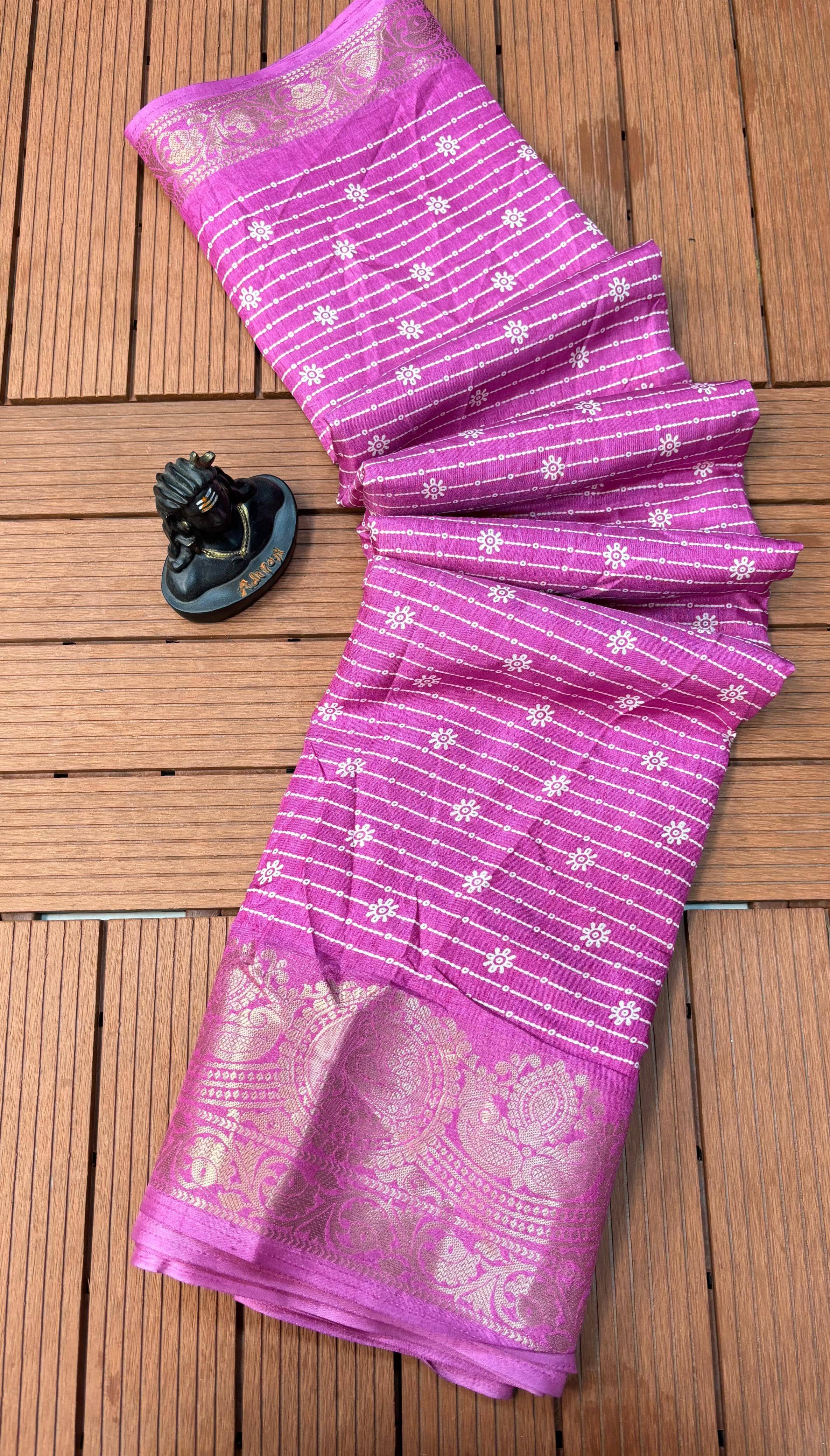     			SHIRODHARI Silk Blend Printed Ilkal Saree With Unstitched Blouse Piece ( Pink )