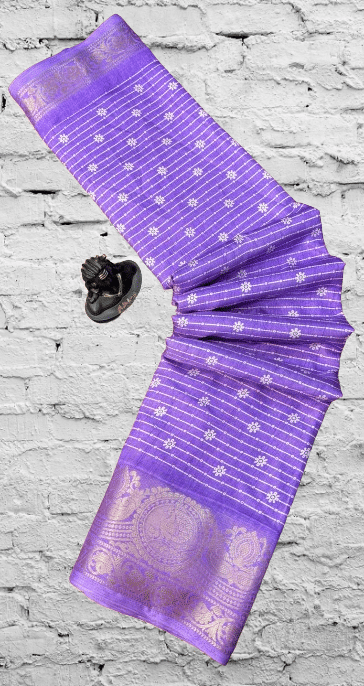     			SHIRODHARI Silk Blend Printed Ilkal Saree With Unstitched Blouse Piece ( Purple )