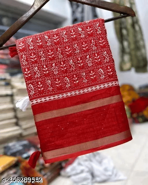 SHIRODHARI Silk Blend Printed Ilkal Saree With Unstitched Blouse Piece ( Red ) SHIRODHARI Silk Blend Printed Ilkal Saree With Unstitched Blouse Piece ( Red )