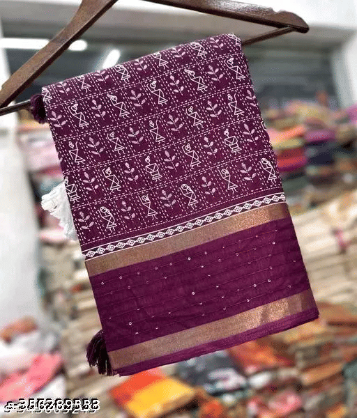    			SHIRODHARI Silk Blend Printed Ilkal Saree With Unstitched Blouse Piece ( Purple )