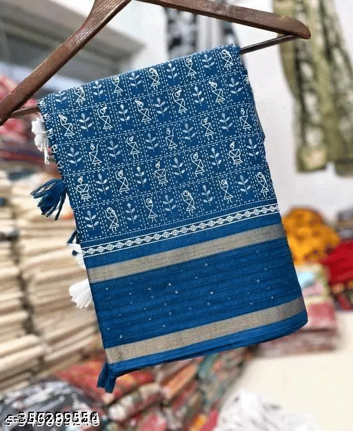     			SHIRODHARI Silk Blend Printed Ilkal Saree With Unstitched Blouse Piece ( Teal )