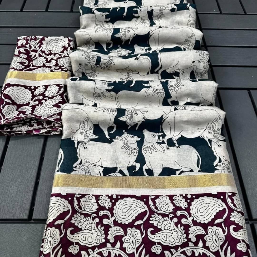     			SHIRODHARI Silk Blend Printed Ilkal Saree With Unstitched Blouse Piece ( White )
