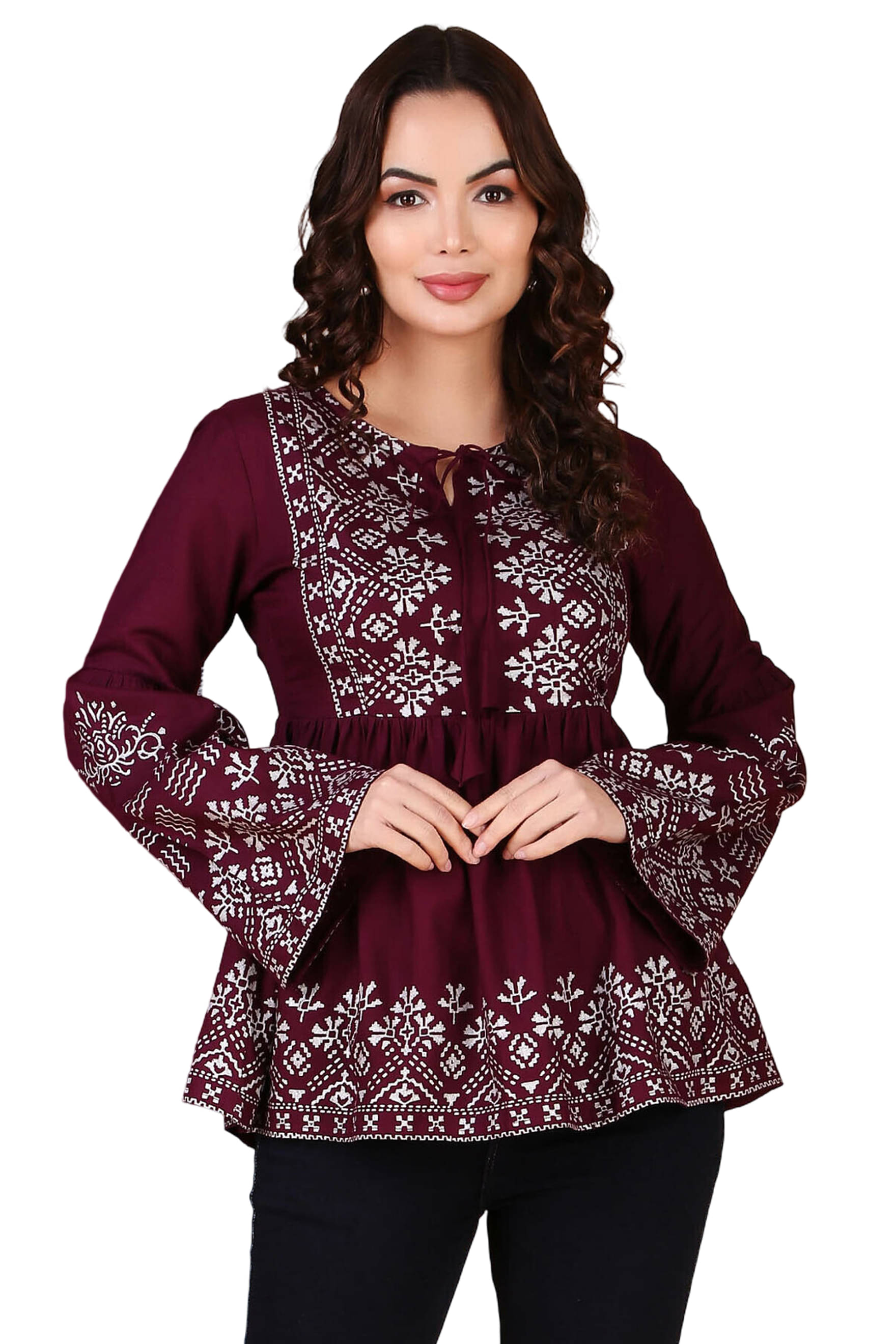 SMASUM Women's Rayon Regular Top ( Maroon ) SMASUM Women's Rayon Regular Top ( Maroon )