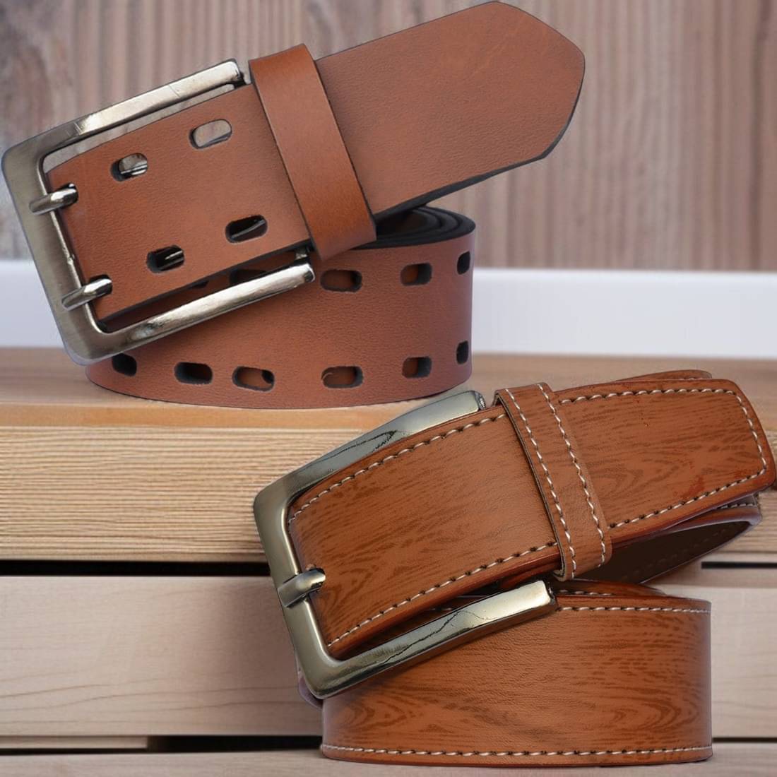 SUNSHOPPING - Multicolor Synthetic Men's Casual Belt ( Pack of 2 ) SUNSHOPPING - Multicolor Synthetic Men's Casual Belt ( Pack of 2 )