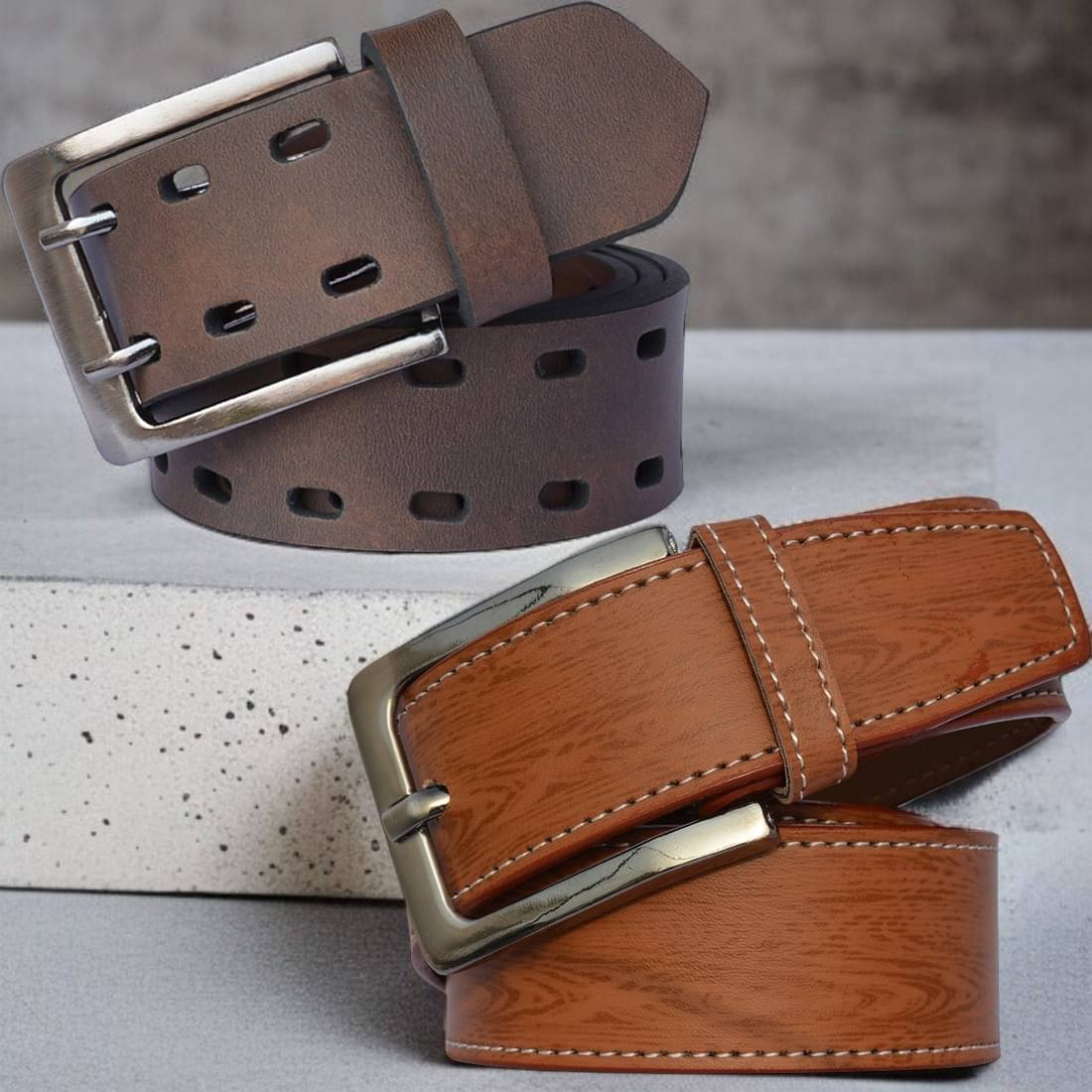 SUNSHOPPING - Multicolor Synthetic Men's Casual Belt ( Pack of 2 ) SUNSHOPPING - Multicolor Synthetic Men's Casual Belt ( Pack of 2 )