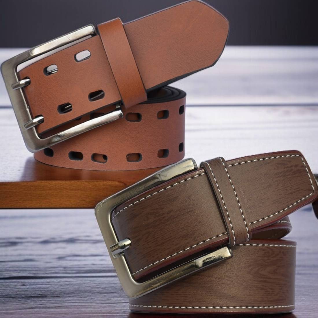 SUNSHOPPING - Multicolor Synthetic Men's Casual Belt ( Pack of 2 ) SUNSHOPPING - Multicolor Synthetic Men's Casual Belt ( Pack of 2 )