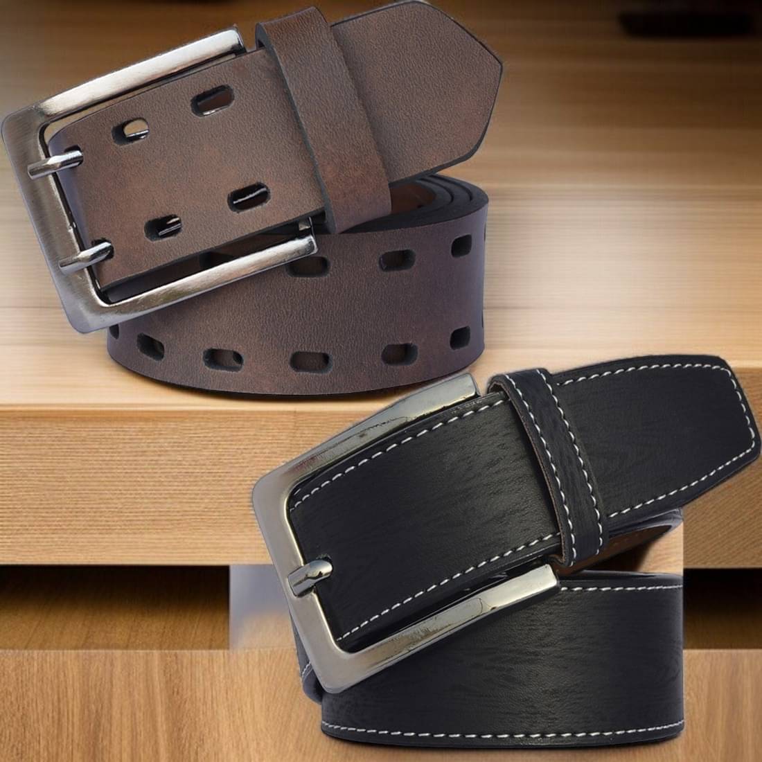 SUNSHOPPING - Multicolor Synthetic Men's Casual Belt ( Pack of 2 )     			SUNSHOPPING - Multicolor Synthetic Men's Casual Belt ( Pack of 2 )