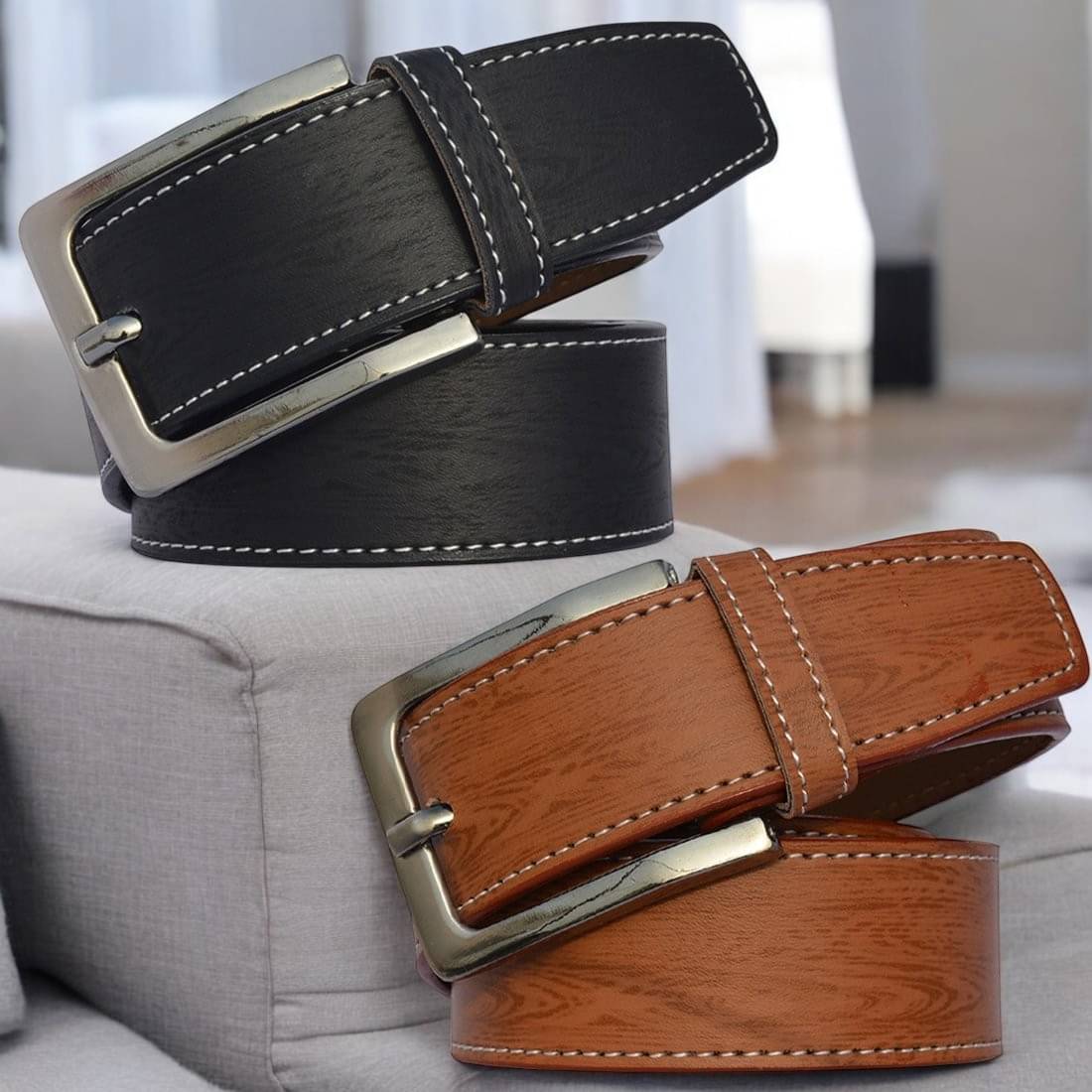 SUNSHOPPING - Multicolor Synthetic Men's Casual Belt ( Pack of 2 ) SUNSHOPPING - Multicolor Synthetic Men's Casual Belt ( Pack of 2 )