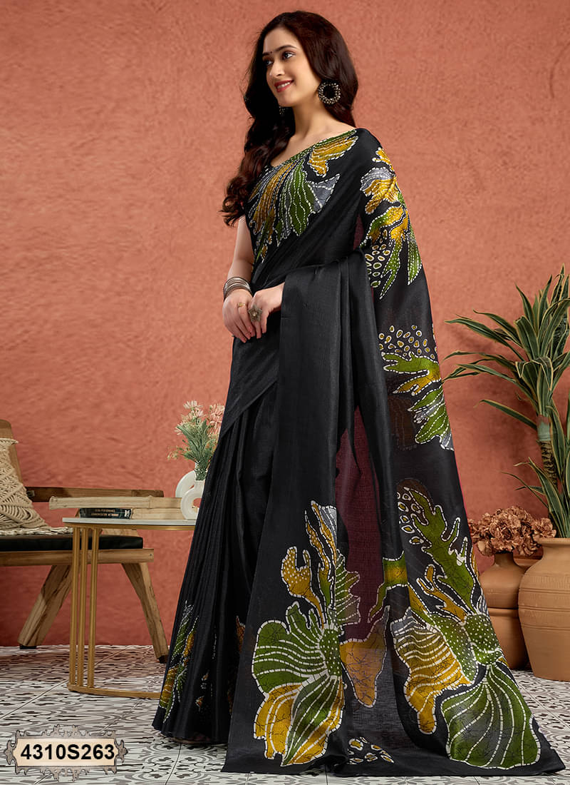Samah Silk Blend Printed Saree With Unstitched Blouse Piece ( Multicolor 2 ) Samah Silk Blend Printed Saree With Unstitched Blouse Piece ( Multicolor 2 )