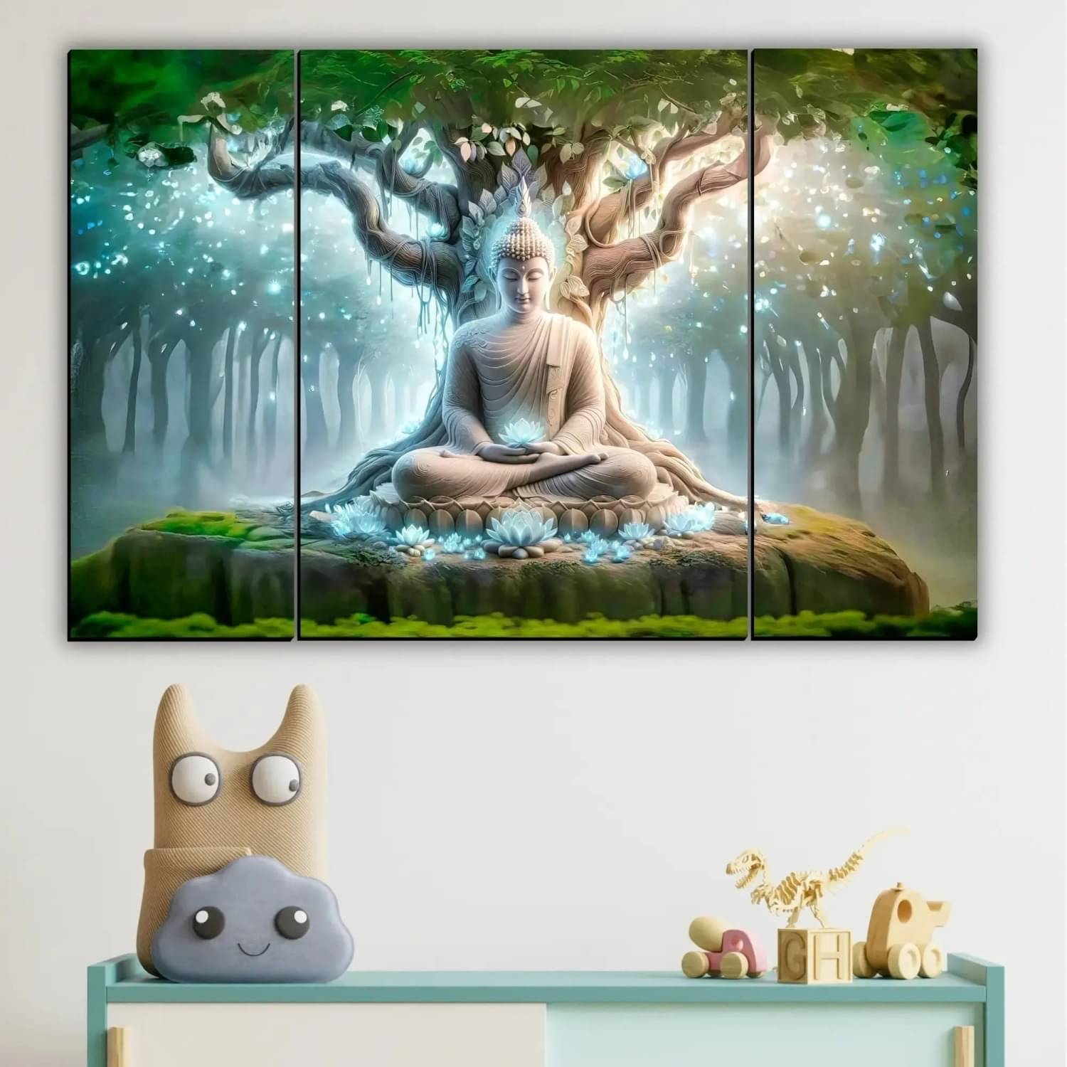     			Set of 3 Lord Buddha Wall Paintings For Living Room 12X 18 INCH
