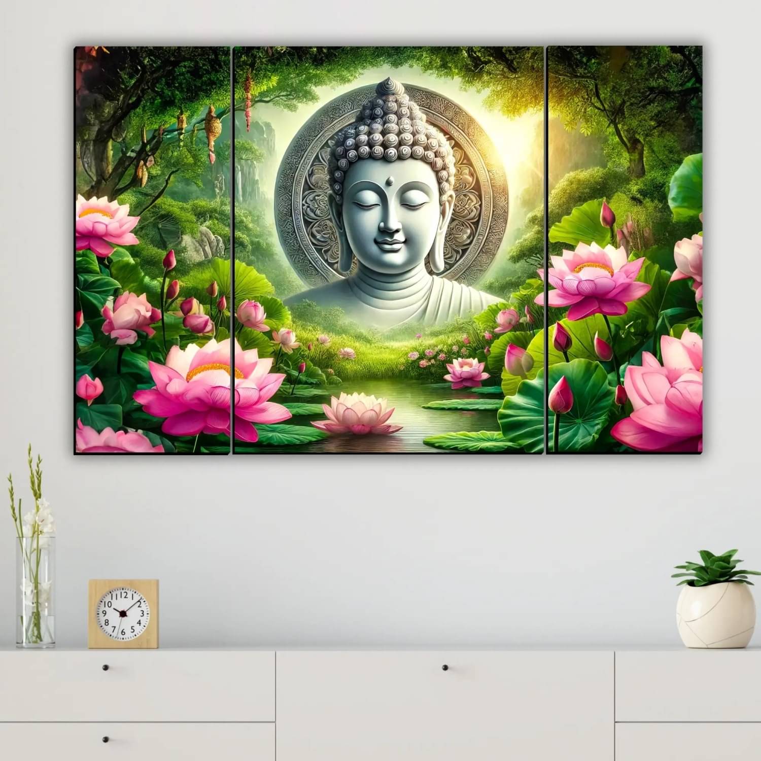 Set of 3 Lord Buddha Wall Paintings For Home Decor 12X 18 INCH Set of 3 Lord Buddha Wall Paintings For Home Decor 12X 18 INCH