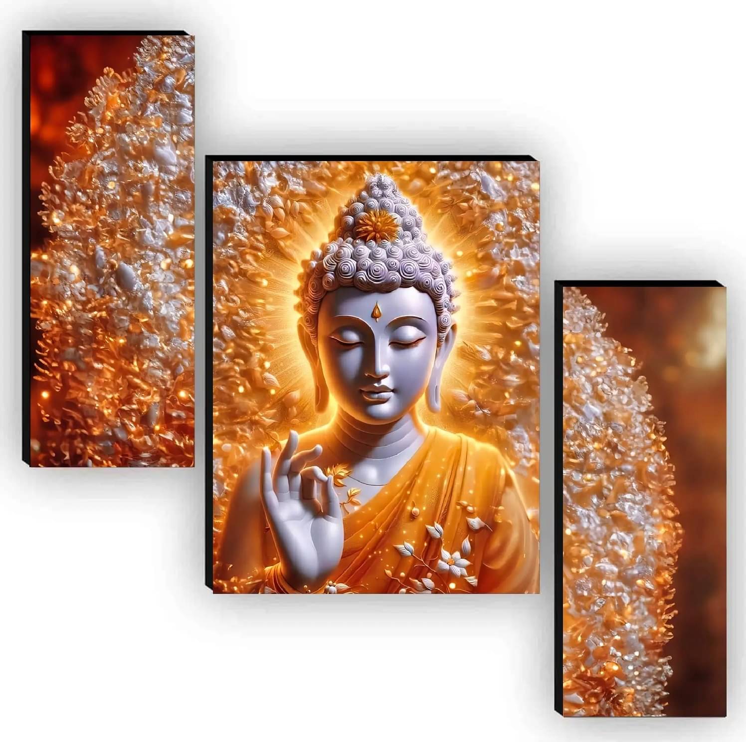 Set of 3 Lord Buddha Wall Paintings For Home Decor 12X 18 INCH Set of 3 Lord Buddha Wall Paintings For Home Decor 12X 18 INCH