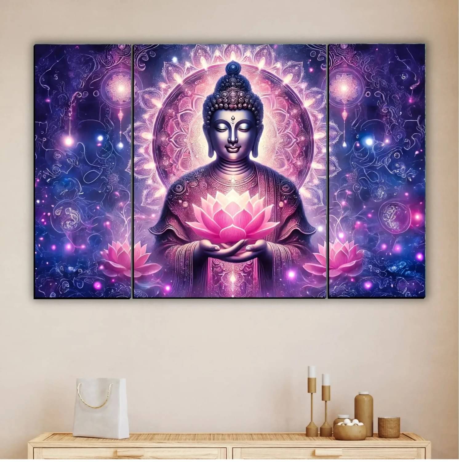 Set of 3 Lord Buddha Wall Paintings For Home Decor 12X 18 INCH Set of 3 Lord Buddha Wall Paintings For Home Decor 12X 18 INCH