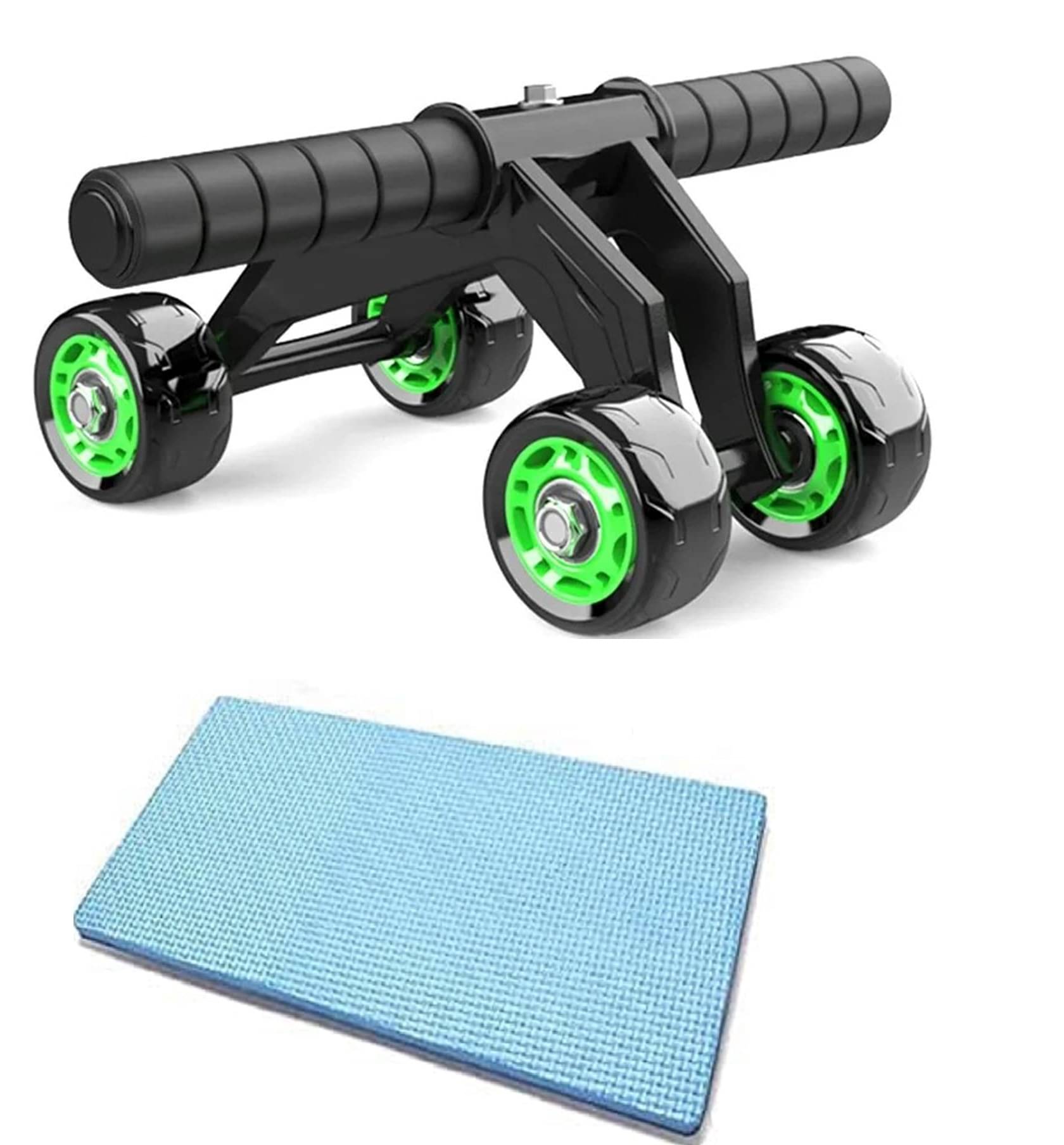 Shopeleven Anti-Skid Four Wheel Total Body AB Roller Exerciser for Abdominal Stomach Exercise Training with Knee Mat Steel Handle for Unisex Shopeleven Anti-Skid Four Wheel Total Body AB Roller Exerciser for Abdominal Stomach Exercise Training with Knee Mat Steel Handle for Unisex