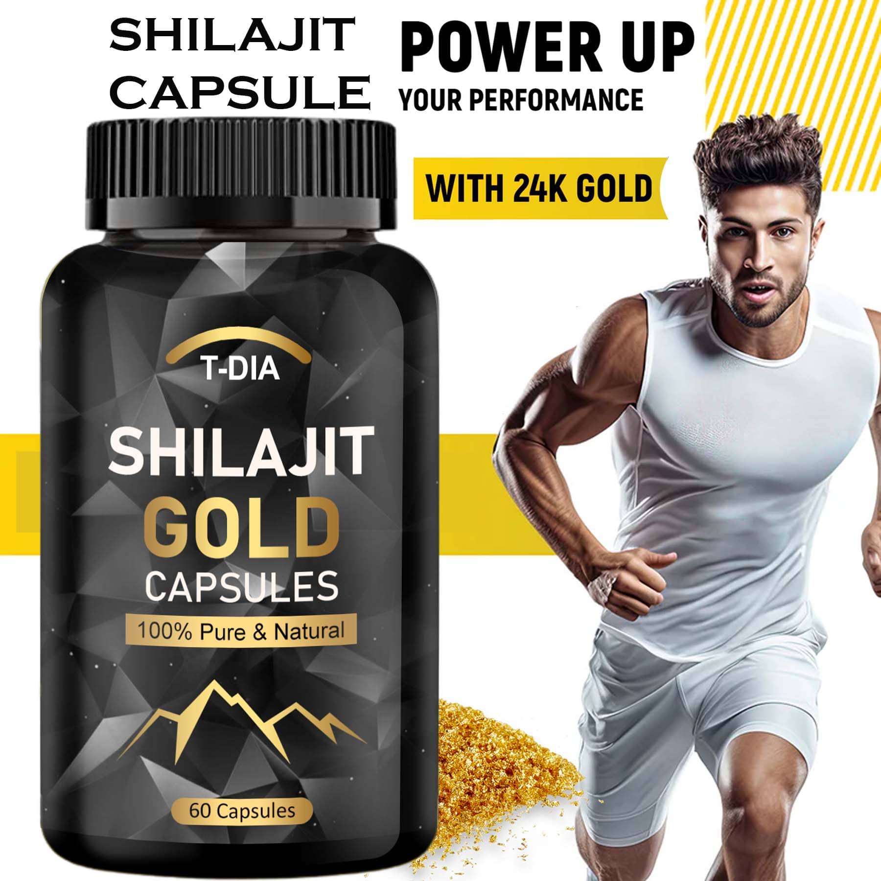     			T-DIA Shilajit Gold Capsules, Extra Power Capsule, Enhances Strength & Stamina, Promotes Healthy Aging