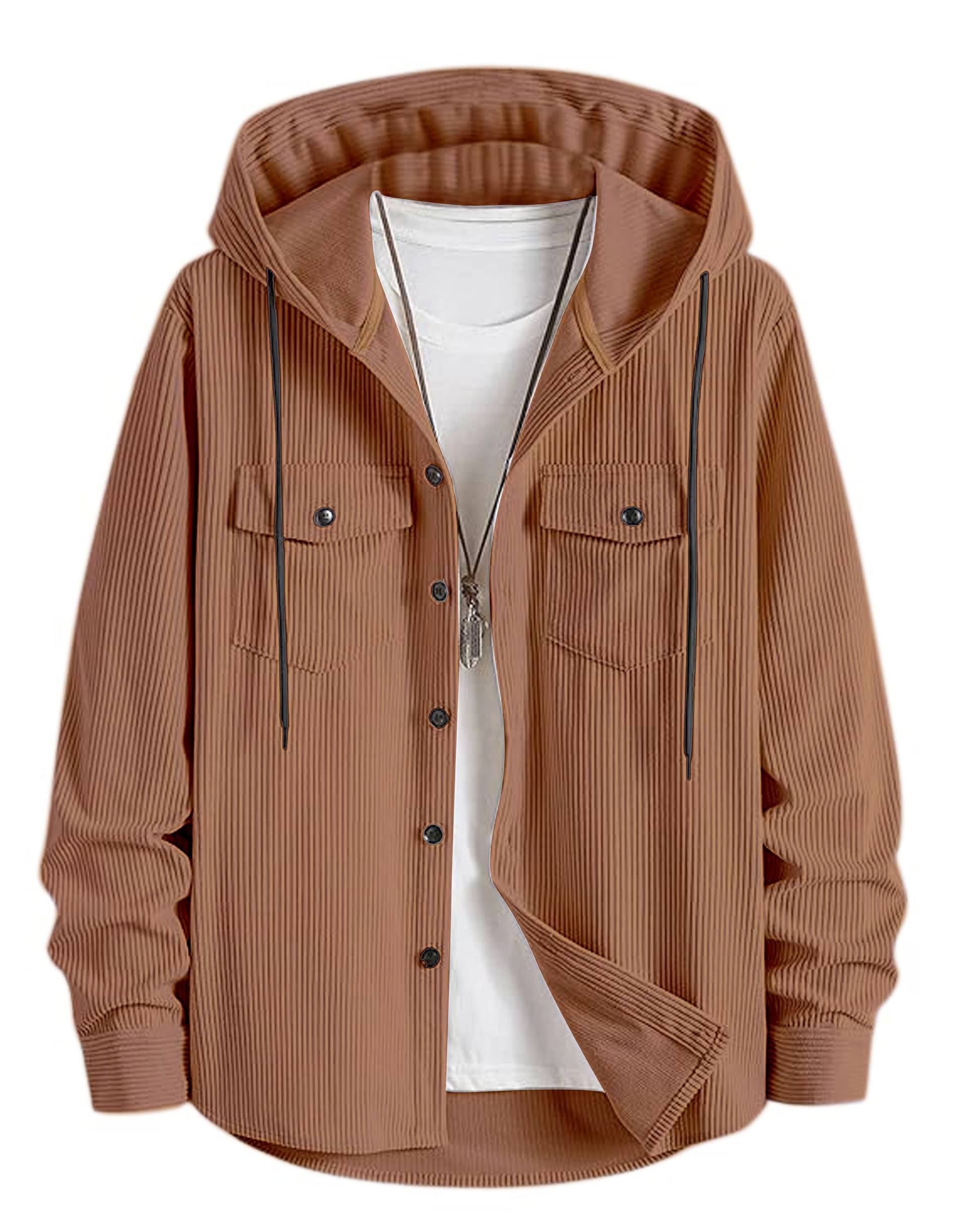     			TB COLLECTION Corduroy Regular Fit Solids Full Sleeves Men's Casual Shirt - Brown ( Pack of 1 )