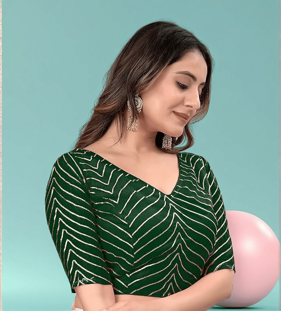 Trandtide Green Readymade with Pad Georgette Women's Blouse ( Pack of 1 ) Trandtide Green Readymade with Pad Georgette Women's Blouse ( Pack of 1 )