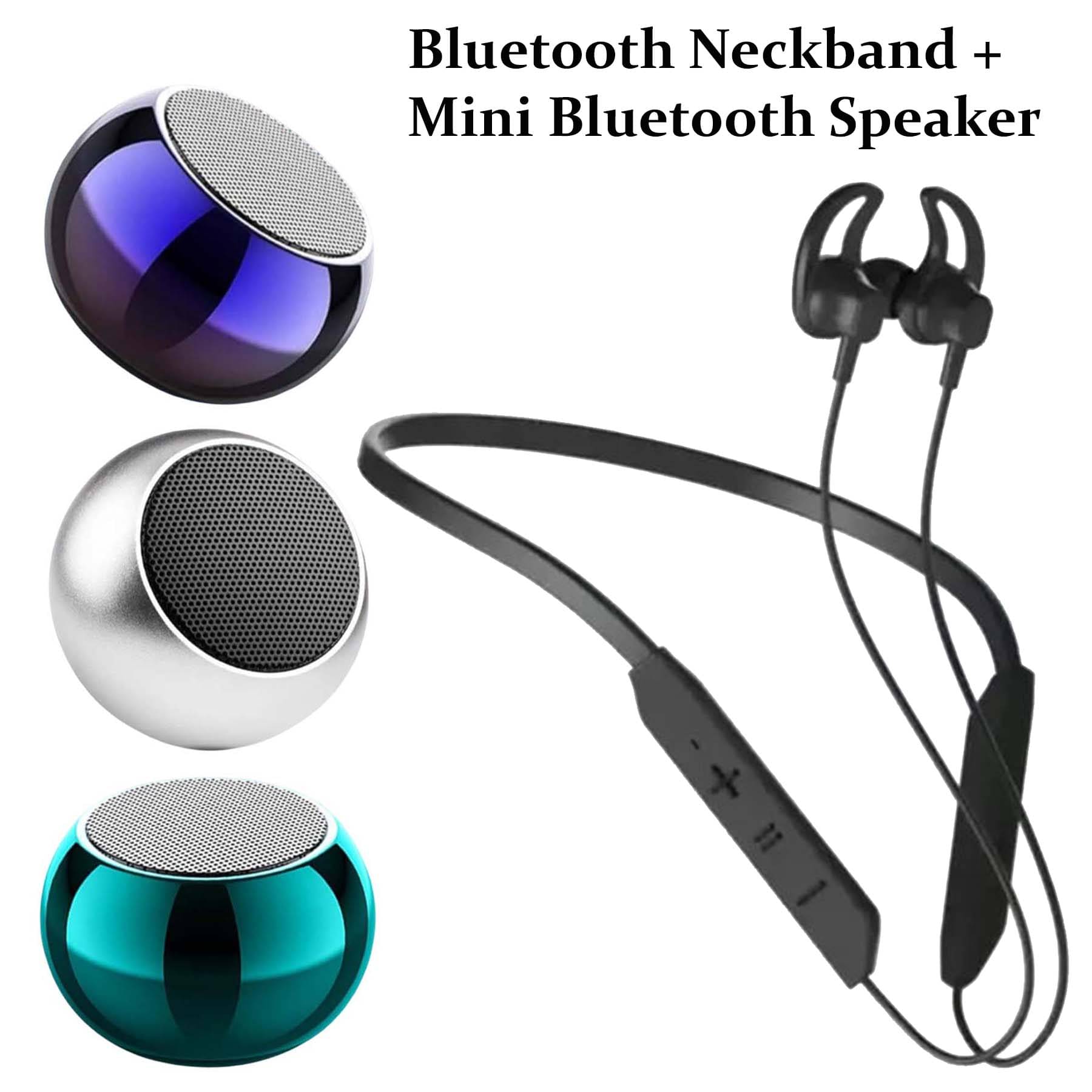     			U7 Bluetooth Neckband, Bluetooth Headset, Powerful Bass, Upto 30h Talktime with Mini Bluetooth Speaker, Portable Speaker