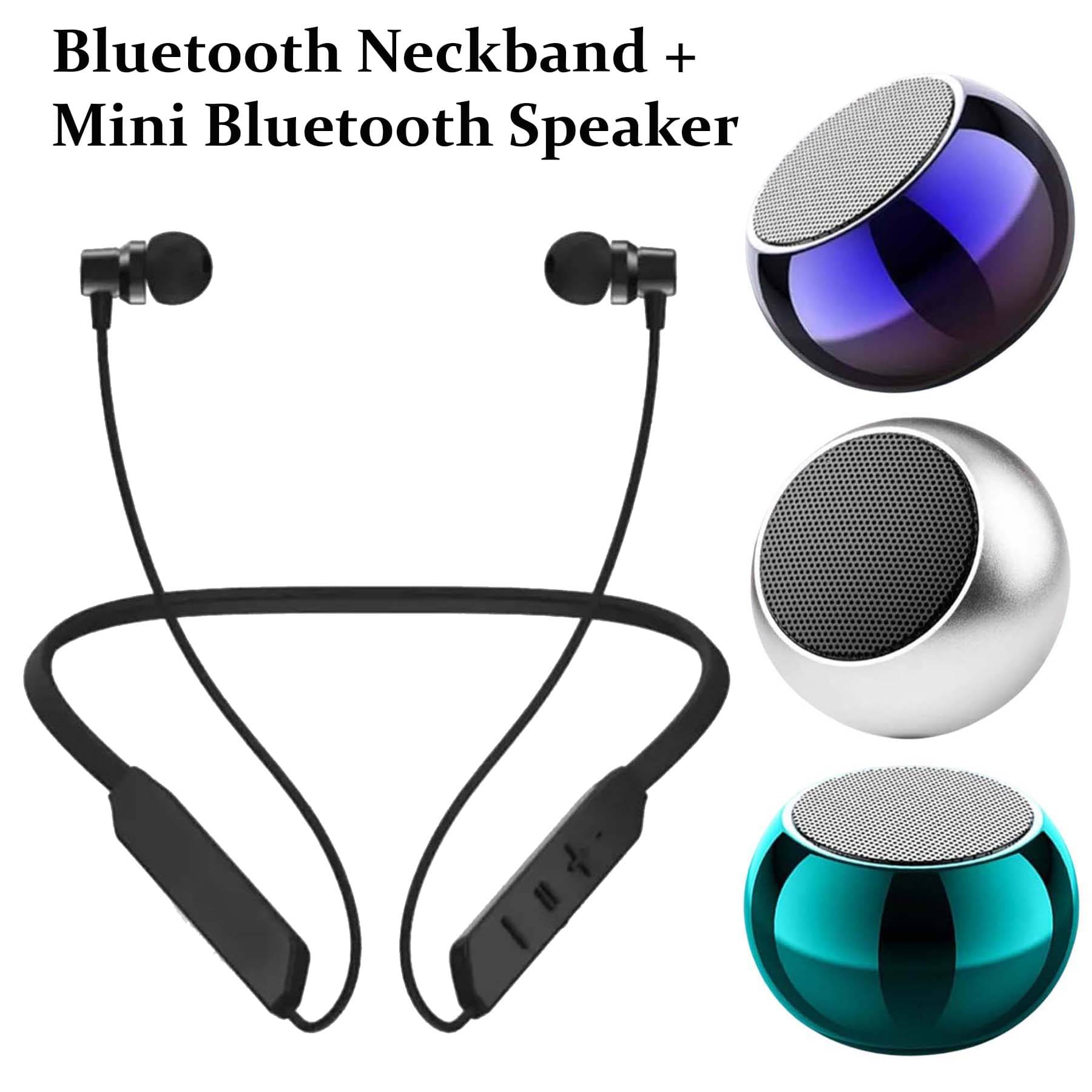     			U7 In-The-Ear Bluetooth Neckband, Bluetooth Headset, Powerful Bass with Mini Bluetooth Speaker, Portable Speaker