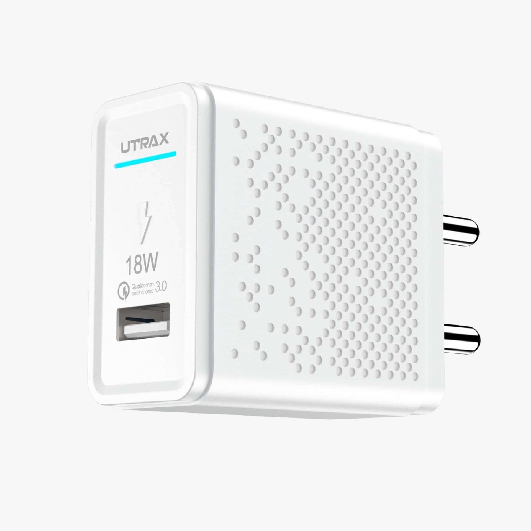     			UTRAX 18 W Qualcomm 3.1 A Wall Charger for Mobile with Detachable Cable  (White, Cable Included)