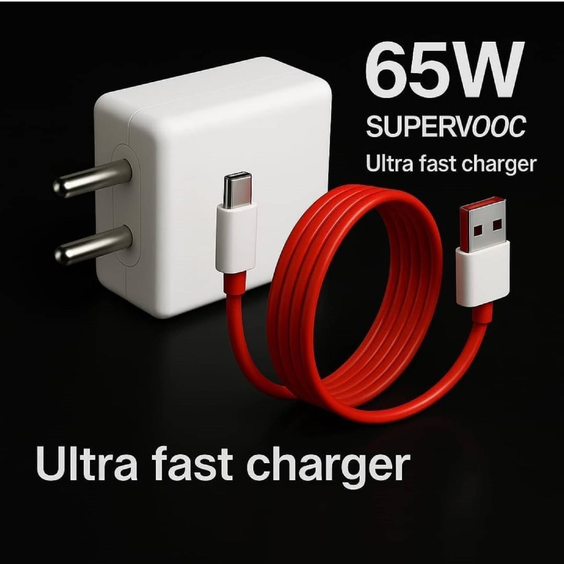     			UTRAX 65 W SuperVOOC 6 A Wall Charger for Mobile with Detachable Cable (Red, Cable Included)