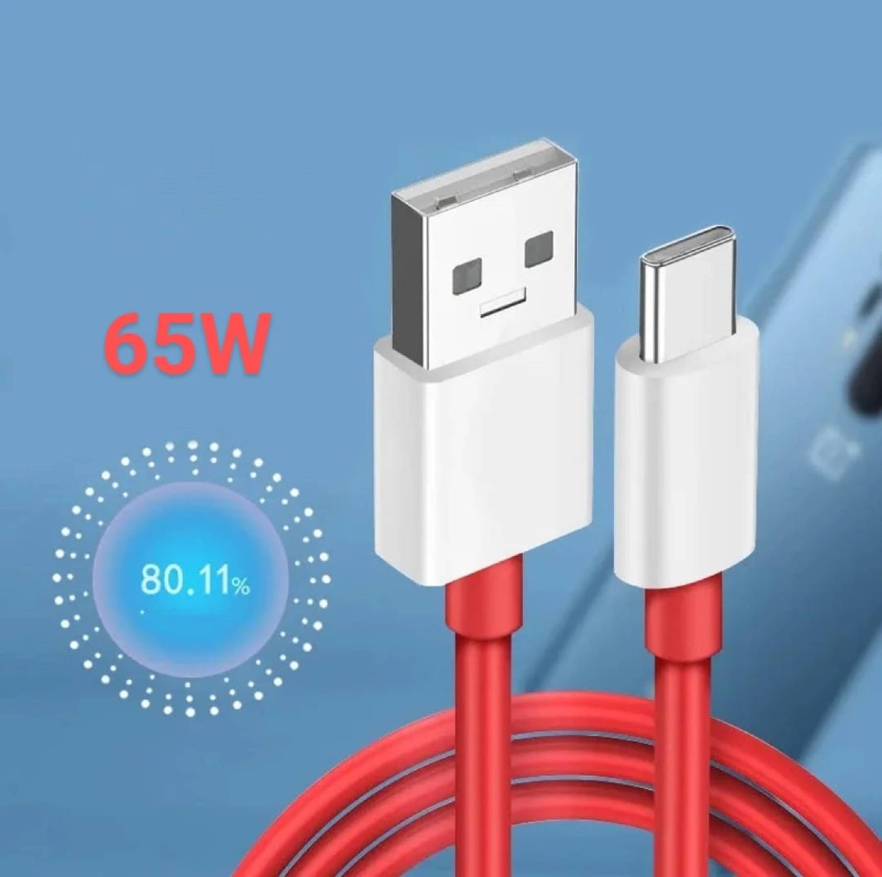     			UTRAX  65W USB to Type C Charging Cable with 5Amp Output, 480 mbps Data Sync, 1M Length, WARP//VOOC/DART/SUPERVOOC/SUPERDART CHARGER CABLE (Compatible with oppo, realme, narzo, oneplus,vivo,iqoo,samsung,motorola,mi,redmi,poco, Red, One Cable)