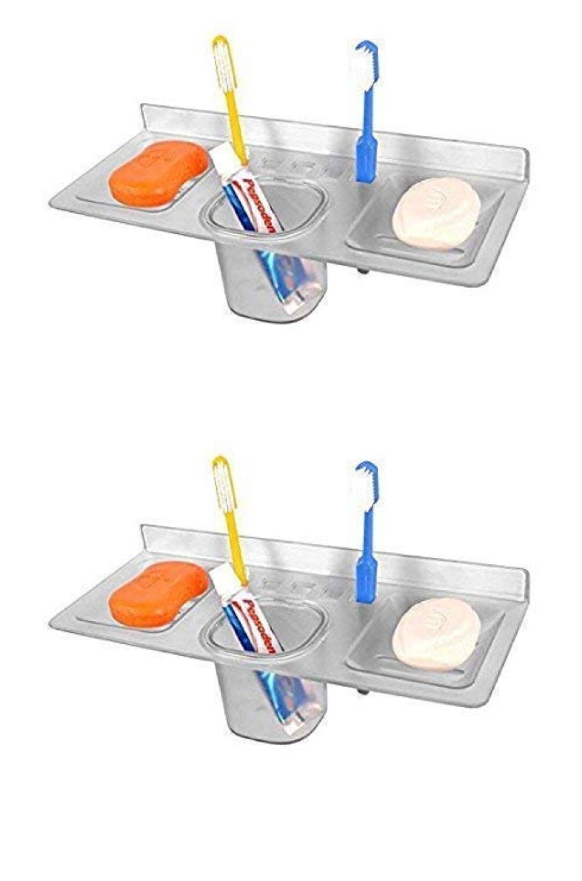Unbreakable 4-in-1 Wall Shelf (Clear) – Pack of 2 | Multi-Purpose Acrylic Bathroom/Kitchen Storage Rack Unbreakable 4-in-1 Wall Shelf (Clear) – Pack of 2 | Multi-Purpose Acrylic Bathroom/Kitchen Storage Rack