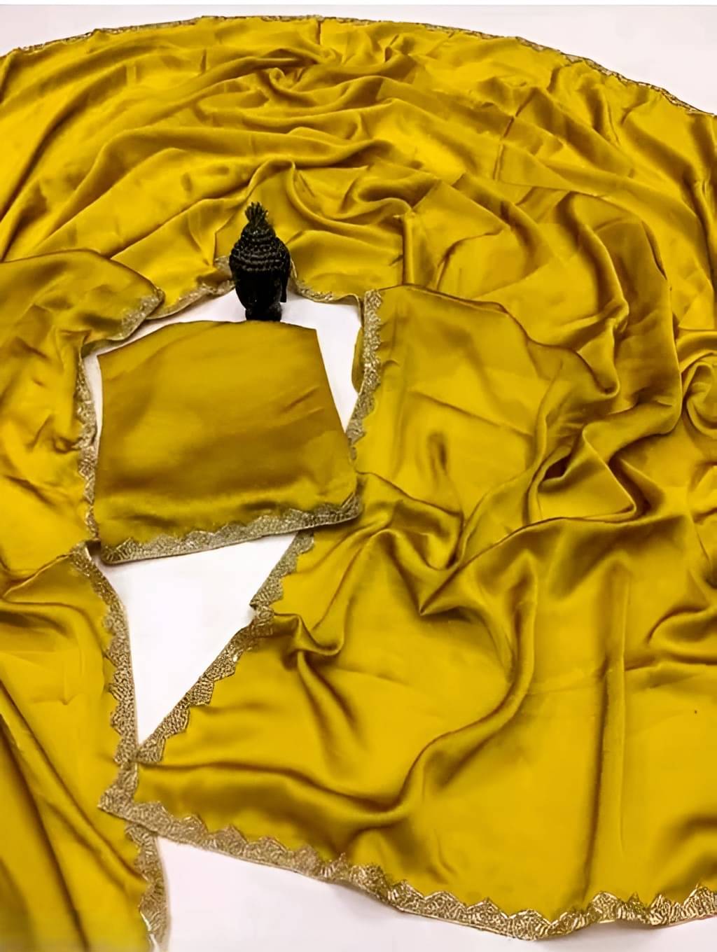 V FANCY Chiffon Solid Kanjeevaram Sarees With Stitched Blouse ( Yellow ) V FANCY Chiffon Solid Kanjeevaram Sarees With Stitched Blouse ( Yellow )