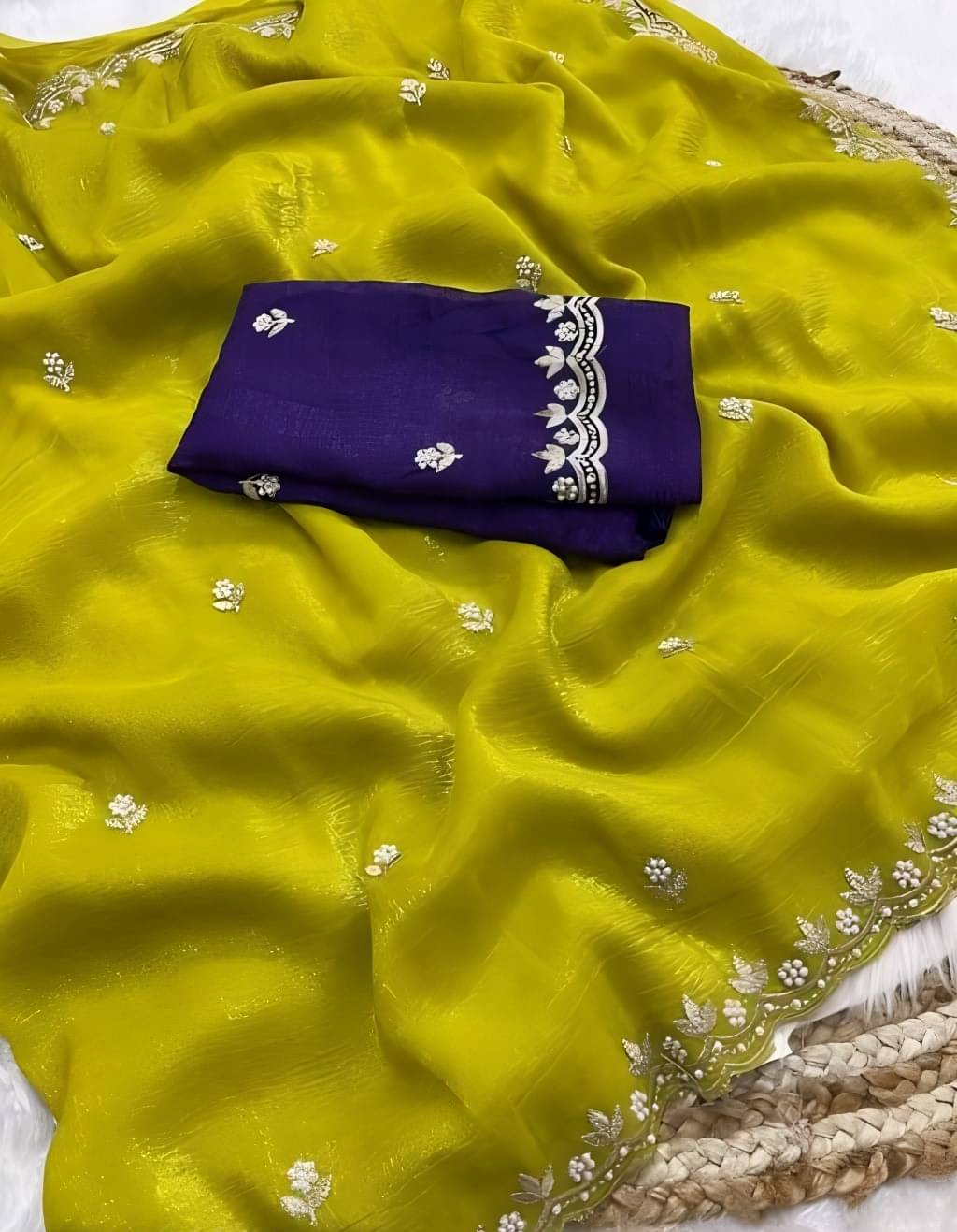 V FANCY Silk Embroidered Kanjeevaram Sarees With Stitched Blouse ( Light Green ) V FANCY Silk Embroidered Kanjeevaram Sarees With Stitched Blouse ( Light Green )