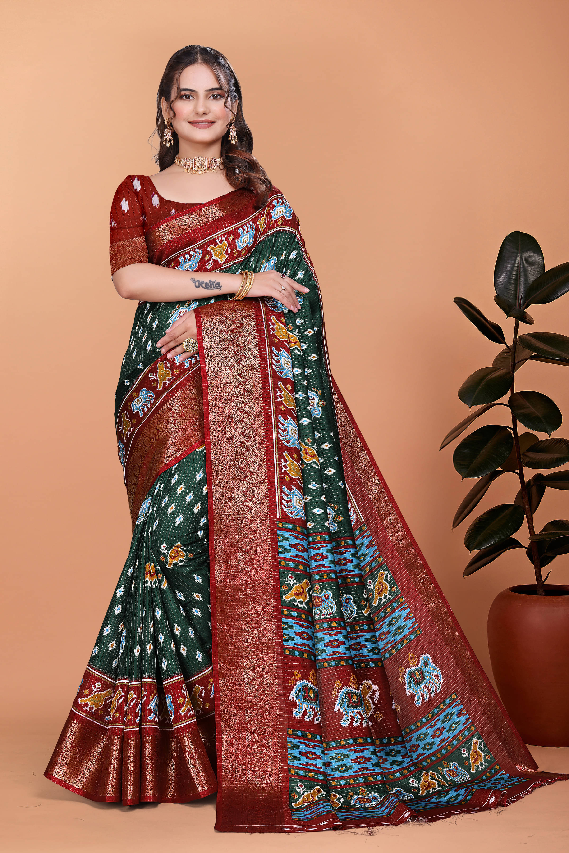     			VS MALL Art Silk Self Design Kanjeevaram Sarees With Unstitched Blouse Piece ( Green )